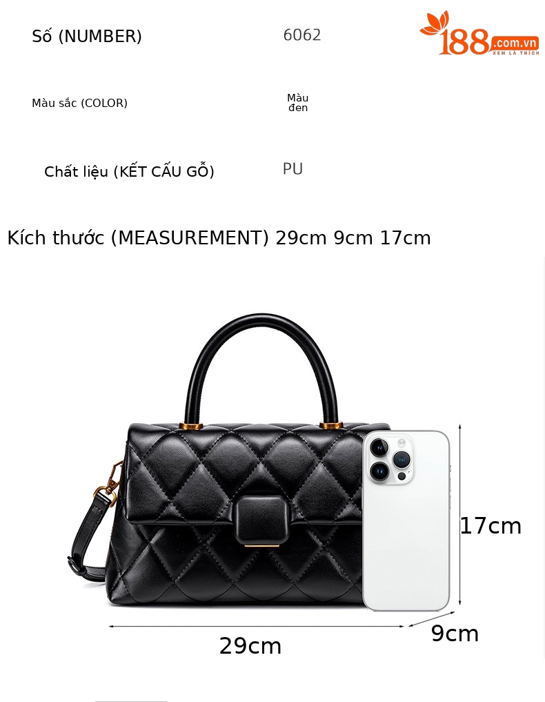 Túi đeo chéo nữ dáng vuông phong cách Hàn Quốc retro, chần bông, nắp lật, tiện lợi đi làm hằng ngày chi tiết 8