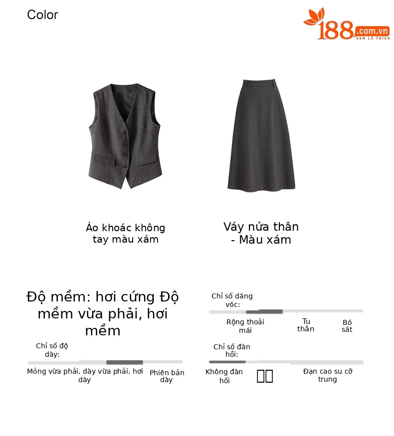 Váy chữ A dáng dài công sở Xinge màu xám — xám chi tiết 7