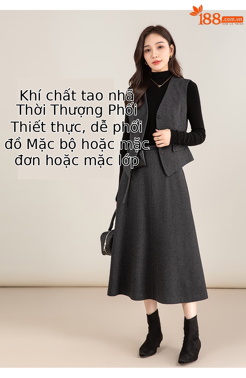 Váy chữ A dáng dài công sở Xinge màu xám — xám chi tiết 10