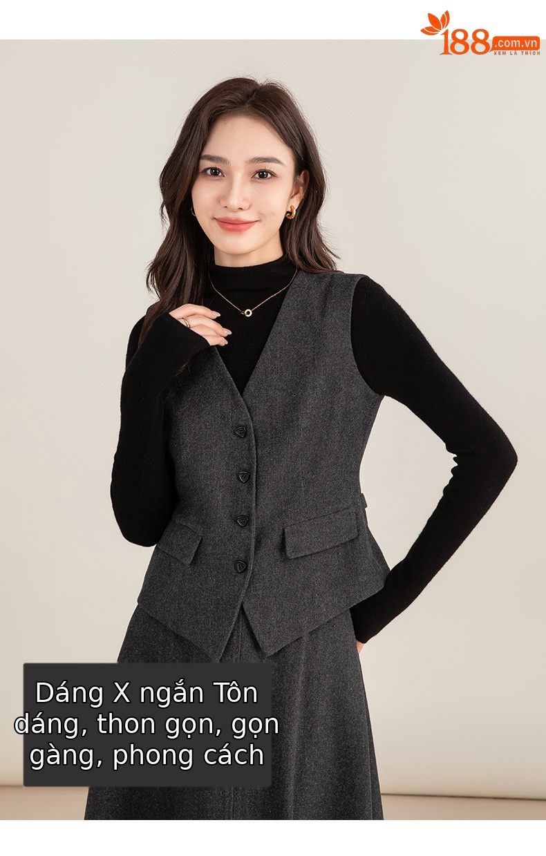 Váy chữ A dáng dài công sở Xinge màu xám — xám chi tiết 11