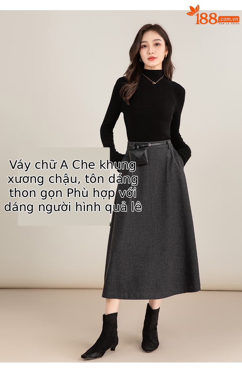 Váy chữ A dáng dài công sở Xinge màu xám — xám chi tiết 13