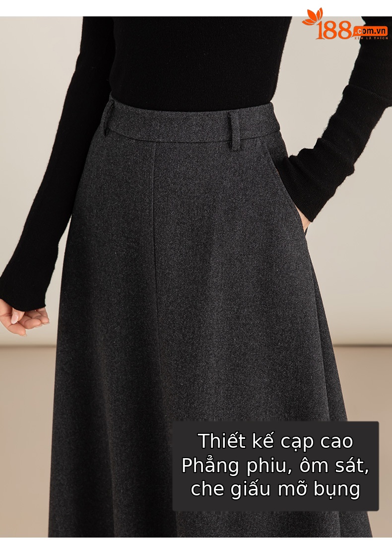 Váy chữ A dáng dài công sở Xinge màu xám — xám chi tiết 14