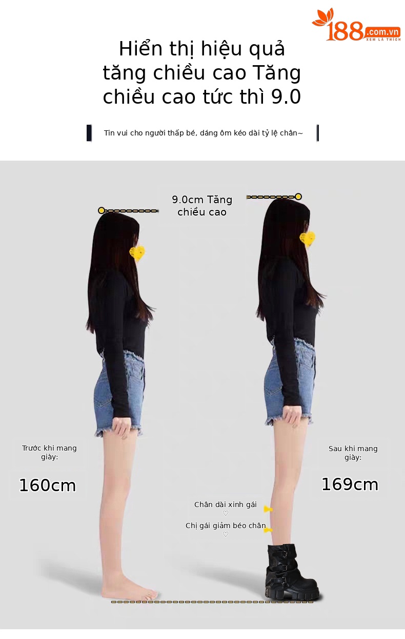 Boot nữ cổ ngắn đế dày tăng chiều cao gót 9 cm phong cách retro — nhung đen chi tiết 3