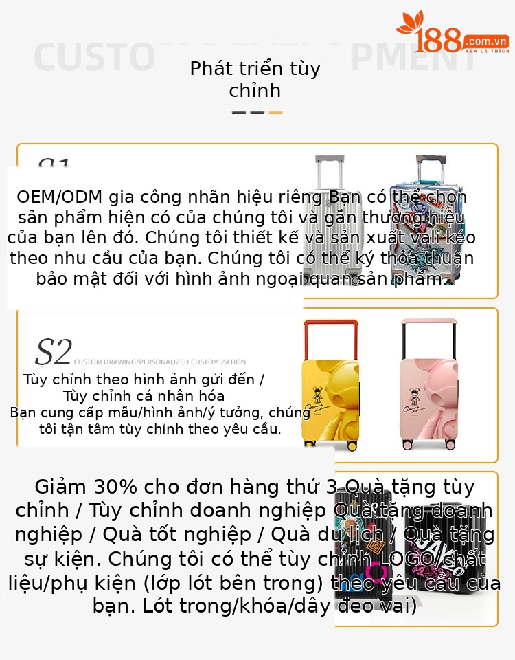 Bộ vali kéo PP ba chiếc 20/24/28 inch nhẹ bền, mở rộng dung tích — màu đen, xám chi tiết 1