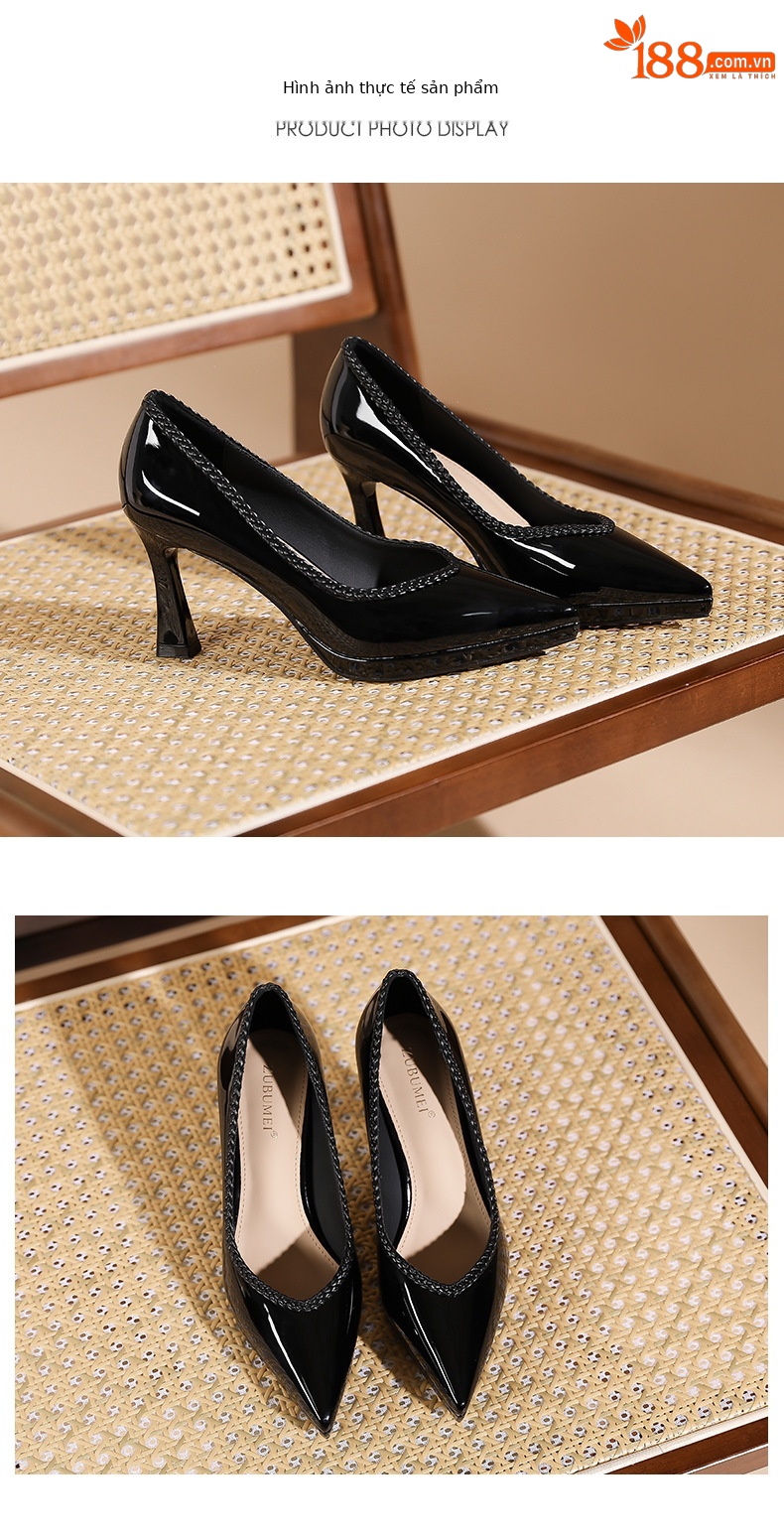 Giày cao gót nữ mũi nhọn đế xuồng platform gót 10 cm — Màu nude - 10CM chi tiết 7