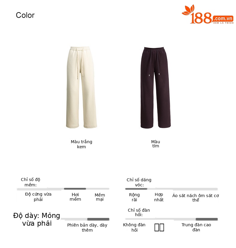 Quần ống rộng nữ cạp cao dáng suông chất Tencel Modal len lót lông cừu — màu tím chi tiết 9