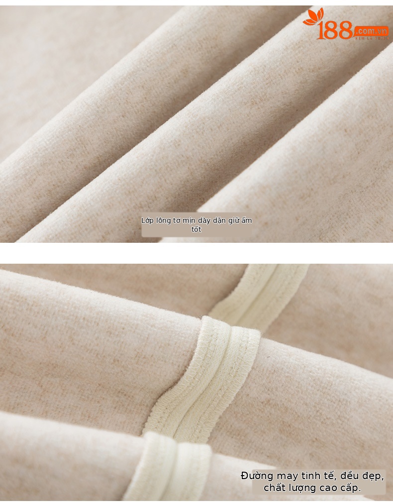 Quần ống rộng nữ cạp cao dáng suông chất Tencel Modal len lót lông cừu — màu tím chi tiết 20