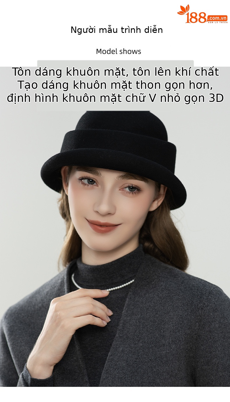 Mũ len nữ phong cách Anh cổ điển vành ngắn, chất len pha, form tròn ôm đầu — màu đen chi tiết 5