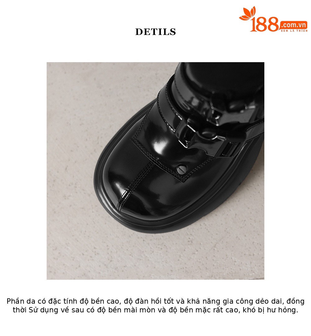 Boot ngắn nữ đế dày phong cách Anh khóa thắt lưng, form ôm chân co giãn — Lớp lót đơn ống dài màu đen, Lớp lót đơn ống ngắn màu đen, Lớp lót nhung dài màu đen, Lớp lót nhung ngắn màu đen chi tiết 16