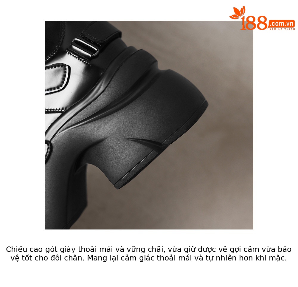Boot ngắn nữ đế dày phong cách Anh khóa thắt lưng, form ôm chân co giãn — Lớp lót đơn ống dài màu đen, Lớp lót đơn ống ngắn màu đen, Lớp lót nhung dài màu đen, Lớp lót nhung ngắn màu đen chi tiết 18