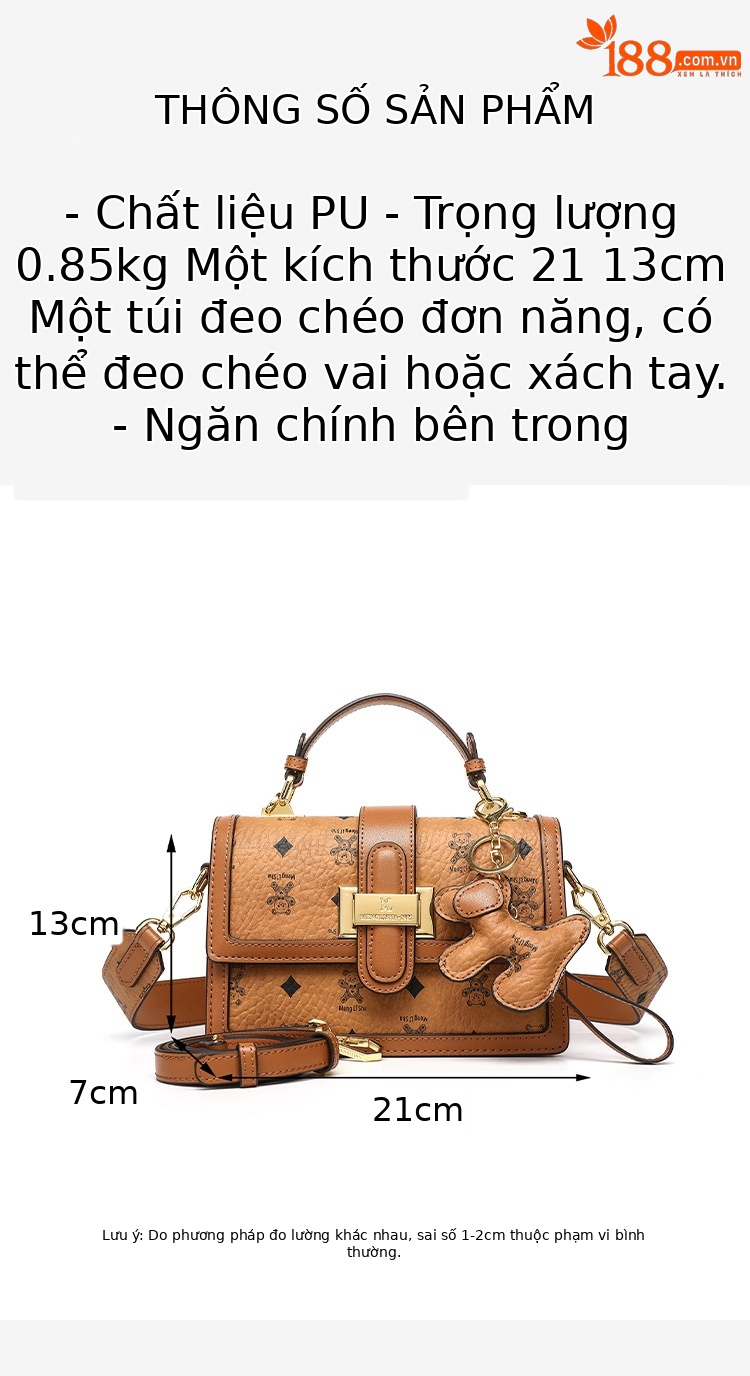 Túi đeo chéo hình vuông thiết kế độc đáo phong cách retro cao cấp chi tiết 10