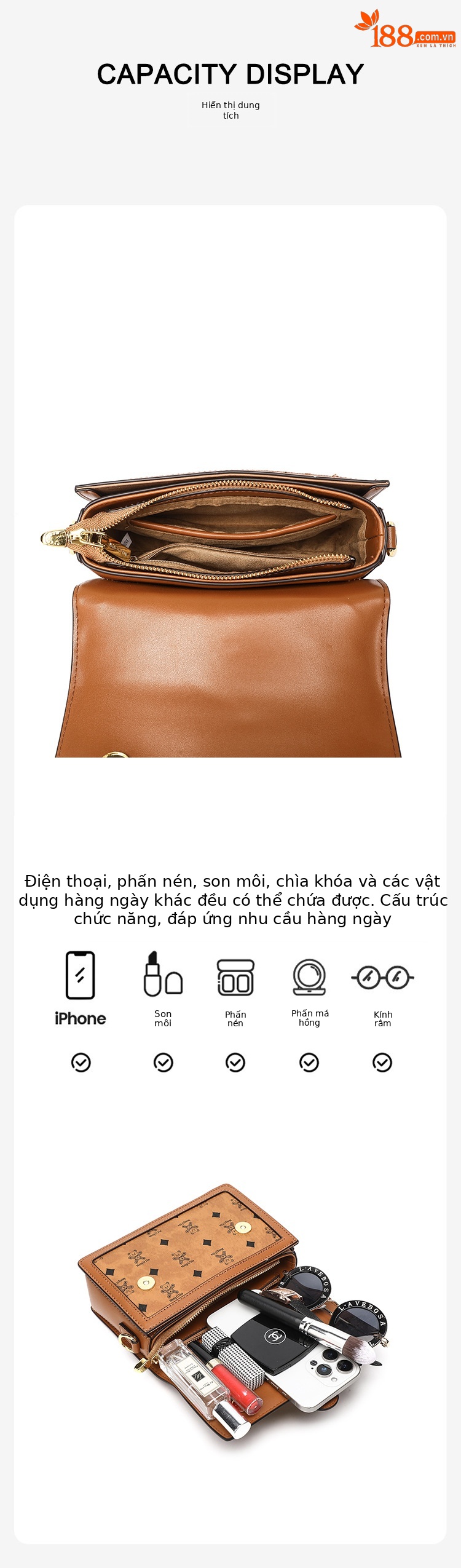 Túi đeo chéo hình vuông thiết kế độc đáo phong cách retro cao cấp chi tiết 11