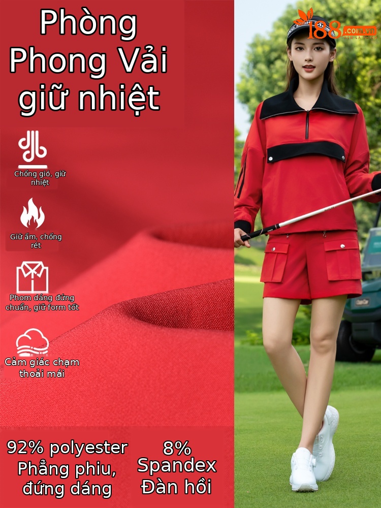 Quần short thể thao nữ PGM Golf dáng thể thao, túi đa năng, cạp thun co giãn — Quần short đỏ [Quần short bảo hộ lao động loại A/túi đa năng/dây thun co giãn] KUZ208