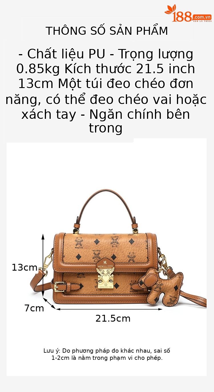 Túi đeo chéo nữ dây xích in họa tiết retro cao cấp dáng vuông nhỏ chi tiết 10