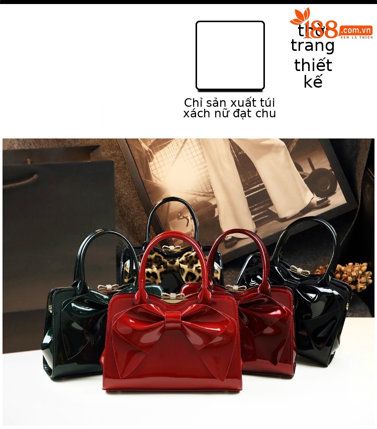 Túi xách nữ da thật dáng cấu trúc, túi cưới thanh lịch, túi đeo chéo nơ thời trang — Rượu vang đỏ, màu đen, in họa tiết da báo chi tiết 5