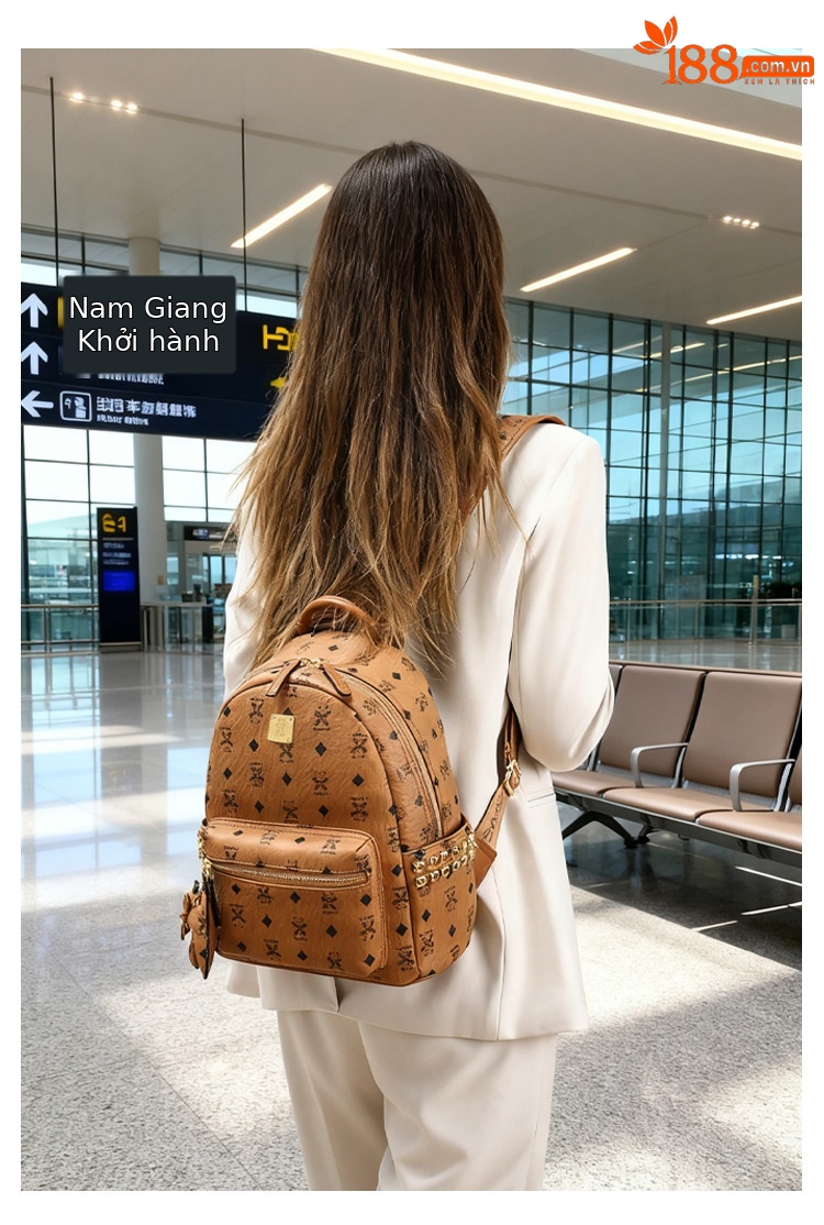 Ba lô nữ nhẹ dung tích lớn phong cách mới mùa xuân in họa tiết đinh tán thời trang đi học du lịch chi tiết 6