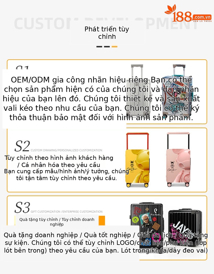 Bộ vali kéo nhẹ dung tích lớn LEAVESKING 3 mảnh 20/24/28 inch chất liệu PP chống mài mòn bánh xe đa hướng — màu đen, xám chi tiết 1