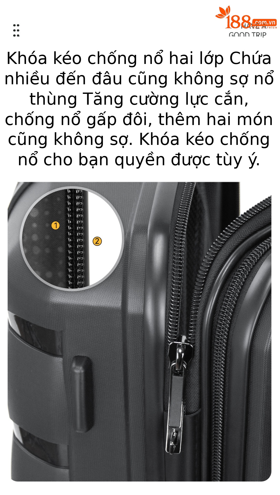 Bộ vali kéo nhẹ dung tích lớn LEAVESKING 3 mảnh 20/24/28 inch chất liệu PP chống mài mòn bánh xe đa hướng — màu đen, xám chi tiết 8