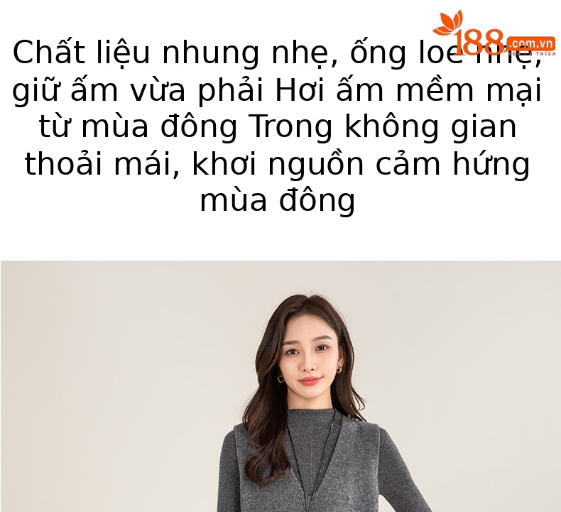Quần jean nữ ống loe cạp cao chất Tencel co giãn, mẫu mùa đông — màu đen chi tiết 4