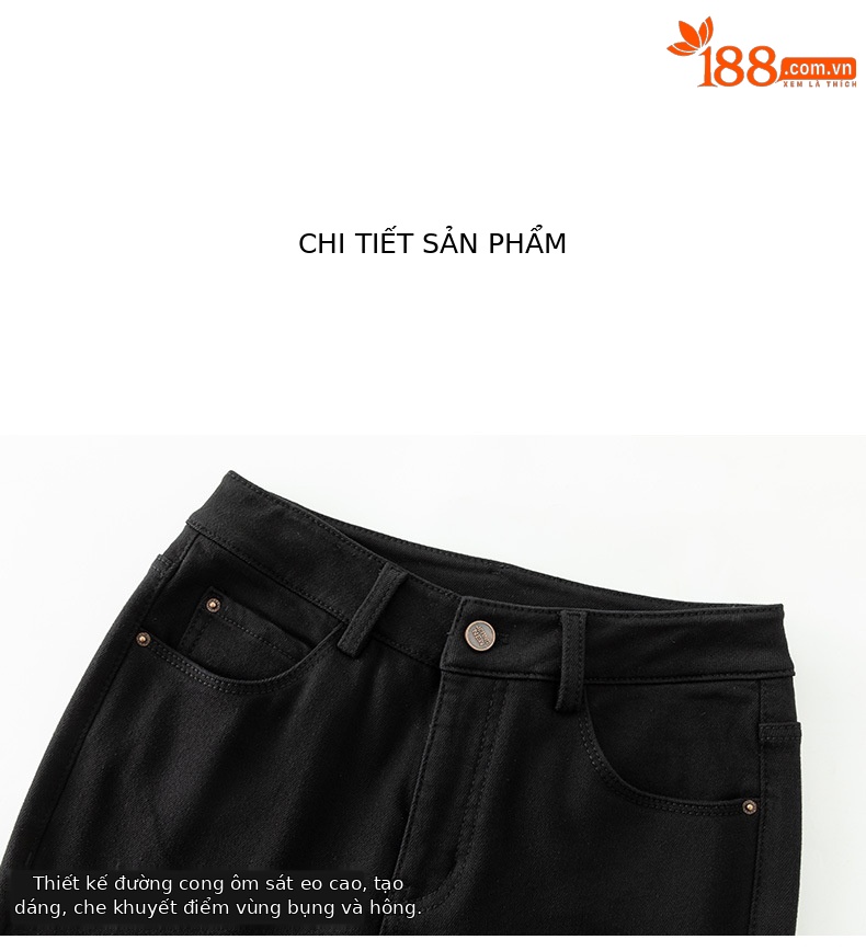 Quần jean nữ ống loe cạp cao chất Tencel co giãn, mẫu mùa đông — màu đen chi tiết 17