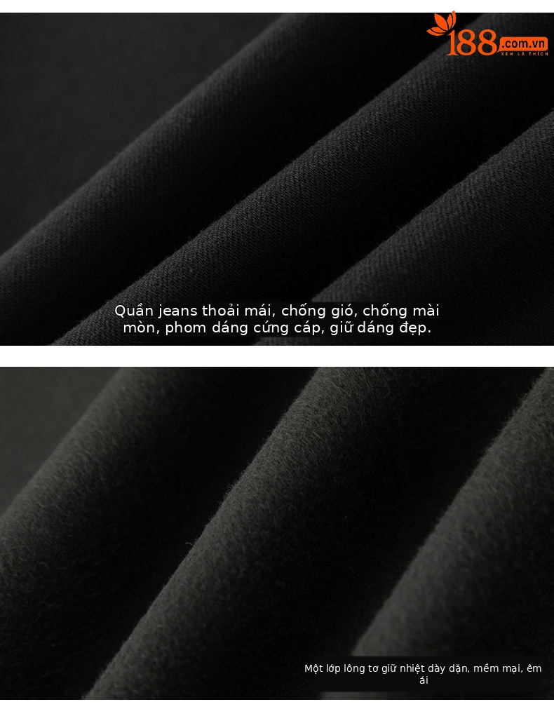 Quần jean nữ ống loe cạp cao chất Tencel co giãn, mẫu mùa đông — màu đen chi tiết 20