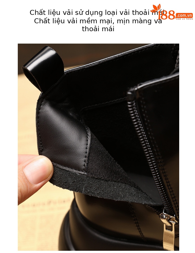 Boot nữ cổ cao đế dày platform 9cm, phong cách martin — màu đen chi tiết 7