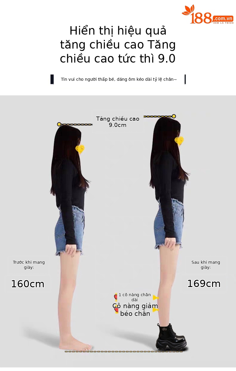 Boot nữ cổ cao đế dày platform 9cm, phong cách martin — màu đen chi tiết 4