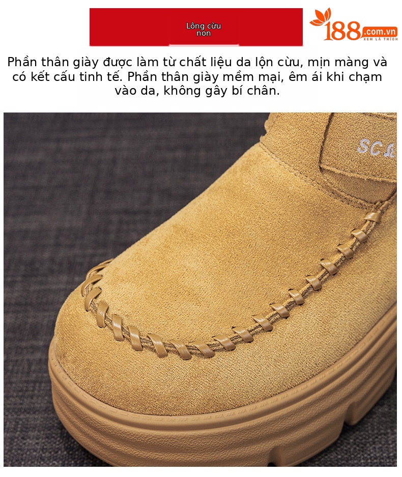 Giày boot nữ cổ cao đế dày tăng chiều cao phong cách Anh quốc cổ điển — M2961 màu đen, Lạc đà M2961, M2961 màu nâu, M2961 màu vàng chi tiết 7