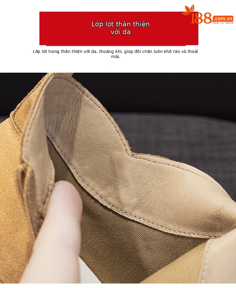 Giày boot nữ cổ cao đế dày tăng chiều cao phong cách Anh quốc cổ điển — M2961 màu đen, Lạc đà M2961, M2961 màu nâu, M2961 màu vàng chi tiết 8