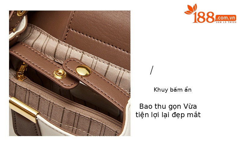 Túi bucket nữ rút dây thời trang đi làm đeo chéo xách tay chi tiết 9