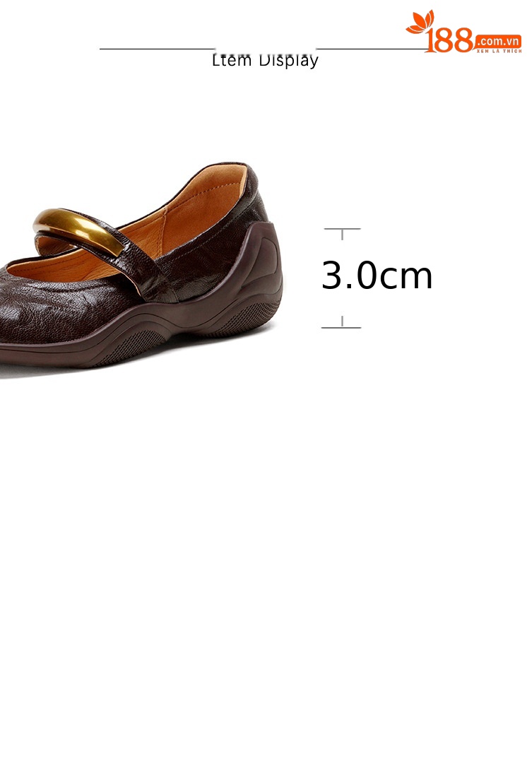 Giày Mary Jane nữ da cừu mềm đế thể thao gót thấp quai ngang — màu nâu chi tiết 4
