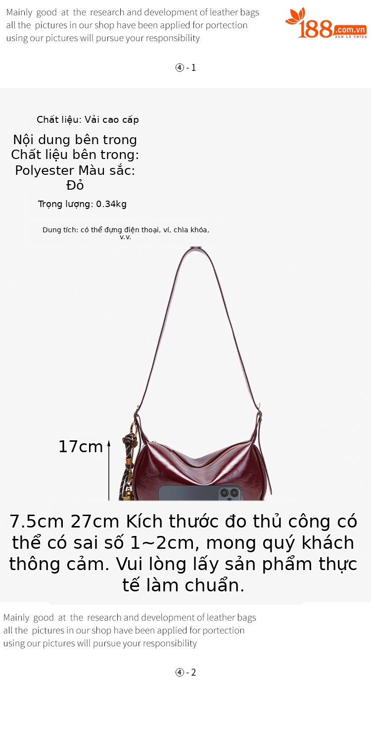Túi đeo chéo nữ thời trang Hàn Quốc kiểu dáng bánh bao retro chi tiết 7