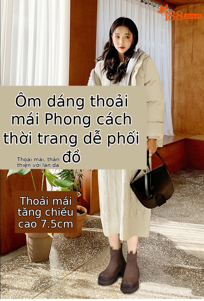 Giày boot Martin đế dày tăng chiều cao nữ phong cách Anh quốc — M2956-1 plus nhung vàng, M2956 lớp lót đơn màu nâu, M2956-1 plus nâu nhung, M2956 đơn màu vàng chi tiết 1