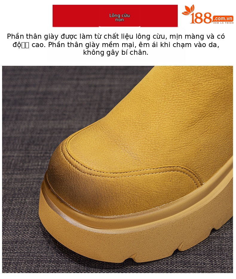Giày boot Martin đế dày tăng chiều cao nữ phong cách Anh quốc — M2956-1 plus nhung vàng, M2956 lớp lót đơn màu nâu, M2956-1 plus nâu nhung, M2956 đơn màu vàng chi tiết 7