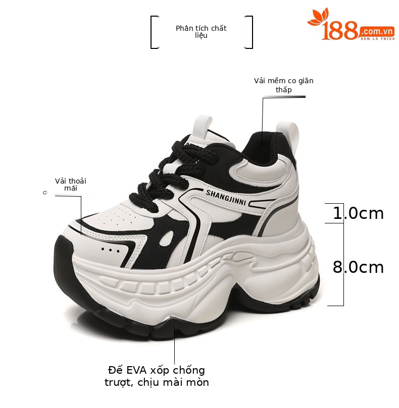 Giày sneaker nữ chunky đế dày HS6798-52 kiểu hot trend — Đen và trắng chi tiết 2