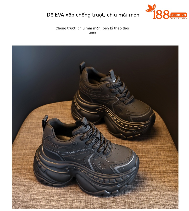 Giày sneaker nữ chunky đế dày HS6798-52 kiểu hot trend — Đen và trắng chi tiết 9