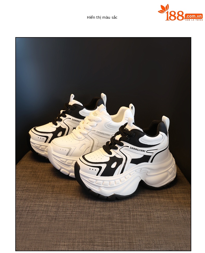 Giày sneaker nữ chunky đế dày HS6798-52 kiểu hot trend — Đen và trắng chi tiết 17