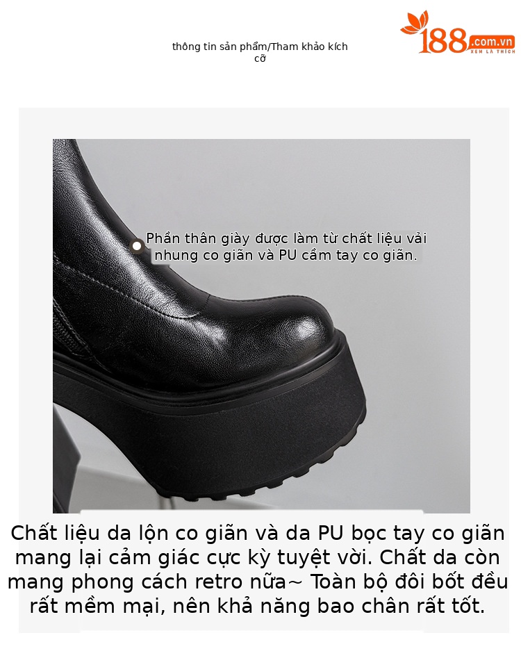 Boot nữ cổ cao ôm chân siêu cao gót đế dày mùa thu đông — Lớp lót da lộn, Lớp lót bằng da chi tiết 5