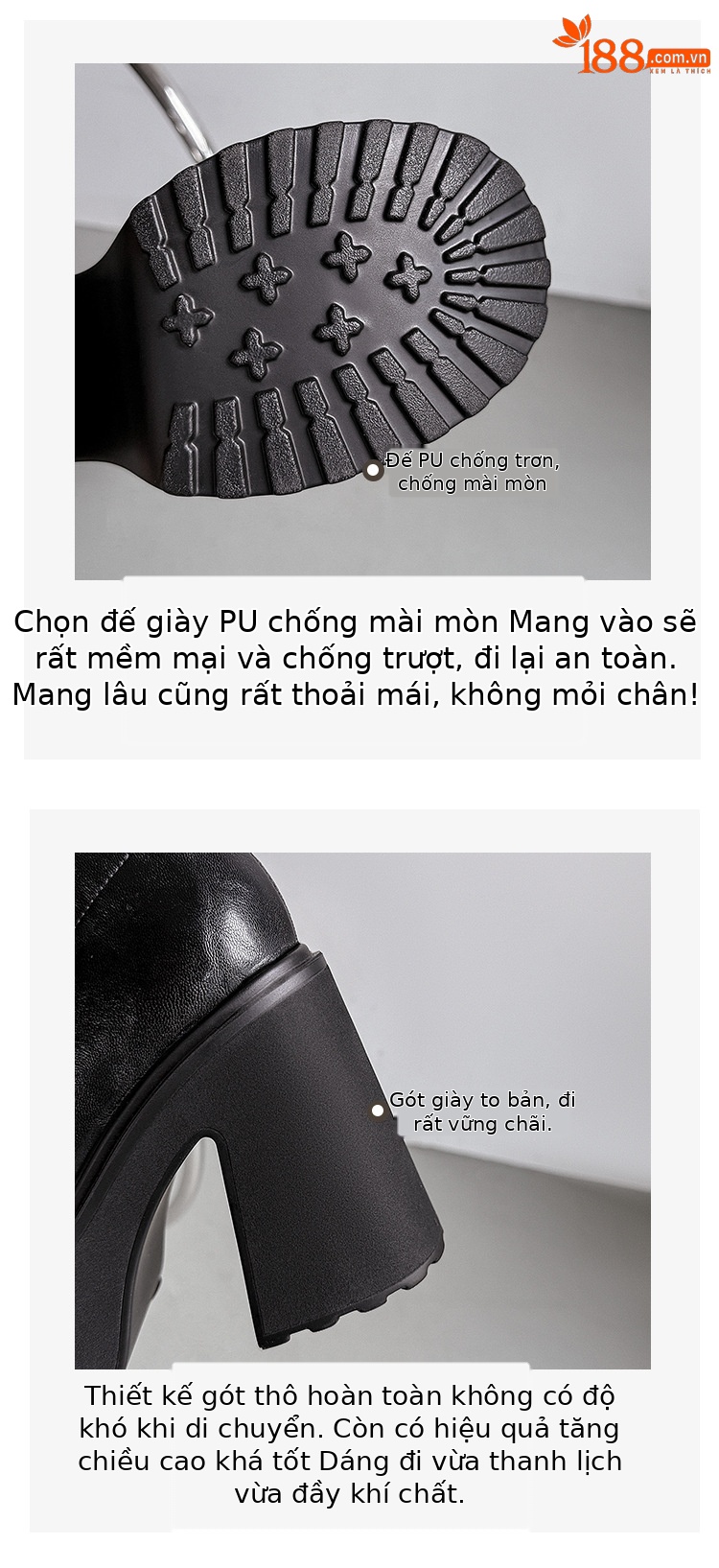Boot nữ cổ cao ôm chân siêu cao gót đế dày mùa thu đông — Lớp lót da lộn, Lớp lót bằng da chi tiết 6