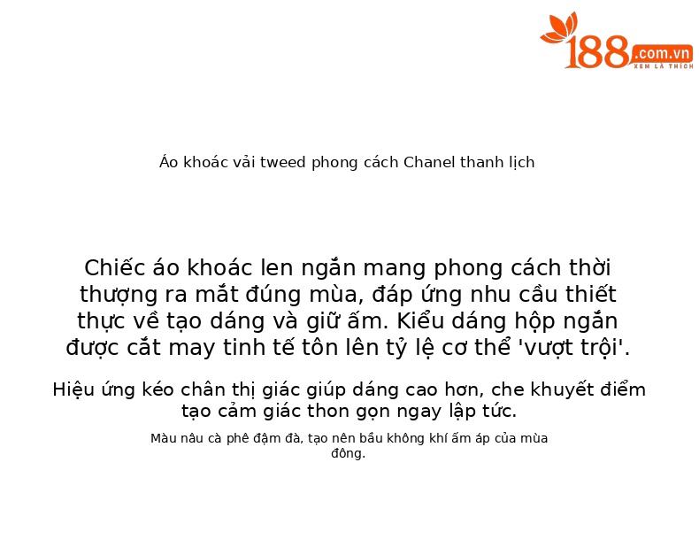 Áo khoác len dạ nữ cổ tròn dáng ngắn phong cách Pháp — Màu nâu chi tiết 7