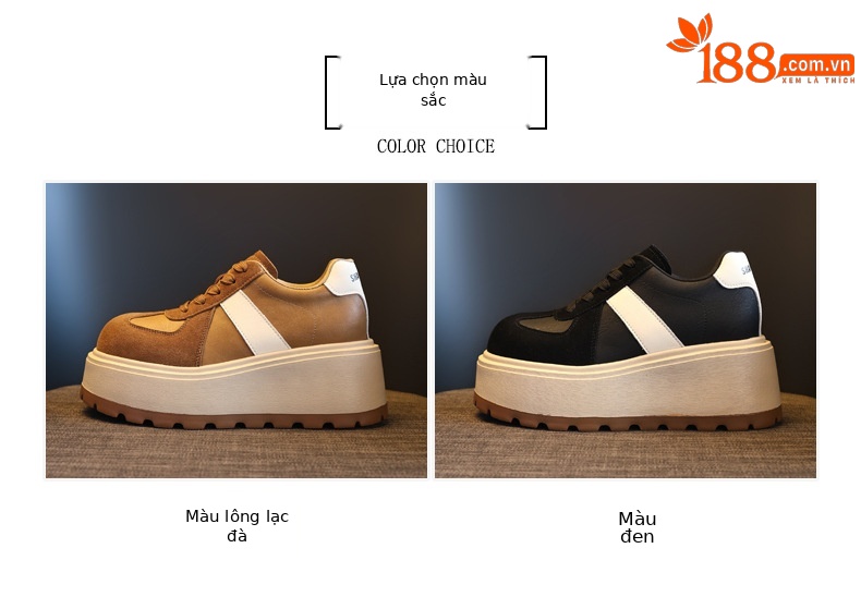 Giày thể thao nữ đế dày nâng chiều cao, sneaker chunky đế bánh mì mềm — màu đen chi tiết 2