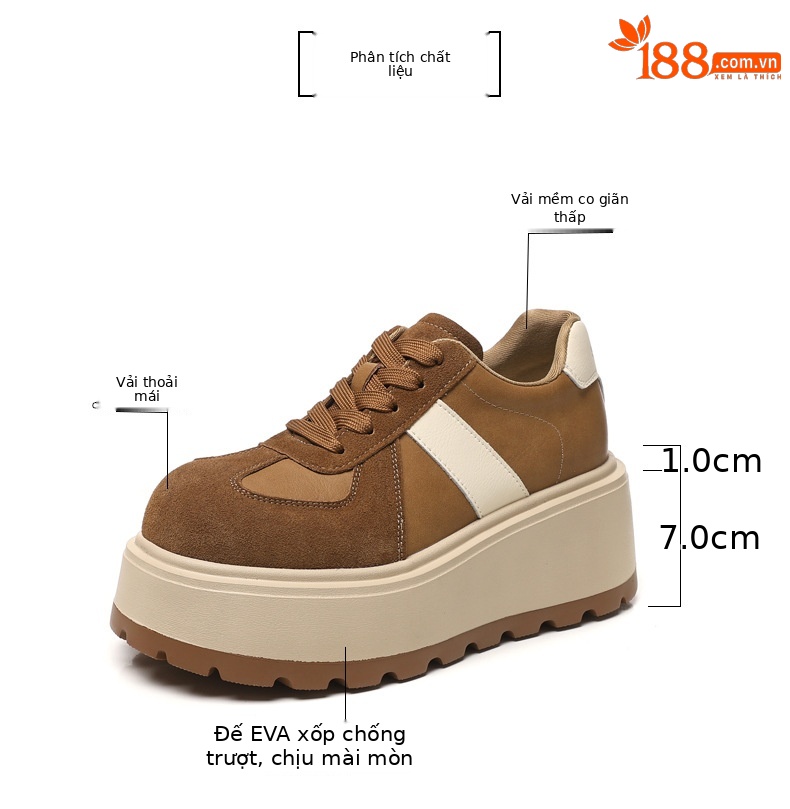 Giày thể thao nữ đế dày nâng chiều cao, sneaker chunky đế bánh mì mềm — màu đen chi tiết 3