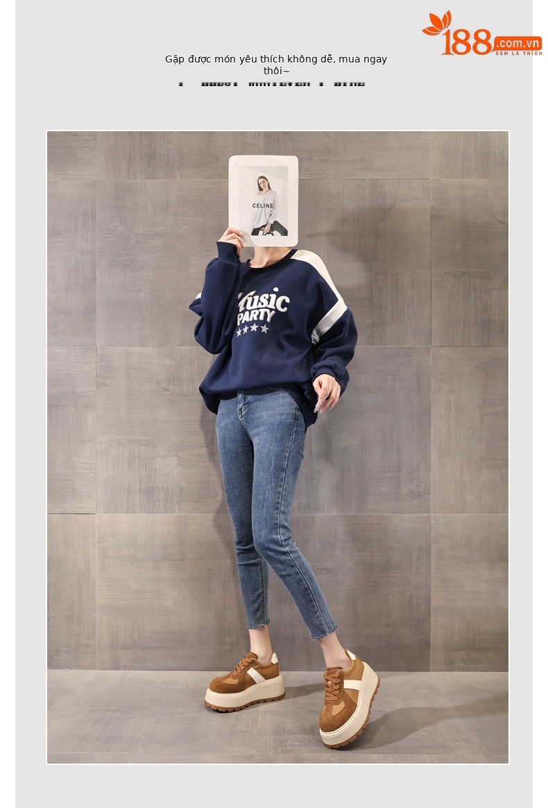 Giày thể thao nữ đế dày nâng chiều cao, sneaker chunky đế bánh mì mềm — màu đen chi tiết 6