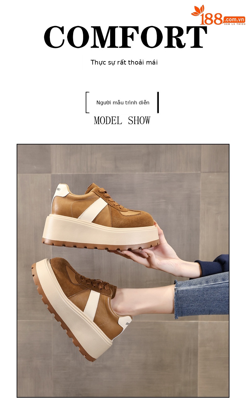 Giày thể thao nữ đế dày nâng chiều cao, sneaker chunky đế bánh mì mềm — màu đen chi tiết 11