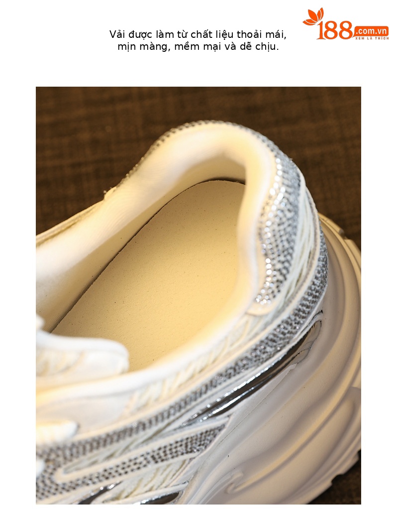 Giày sneaker nữ đế dày tăng chiều cao lưới thoáng khí — màu be chi tiết 7
