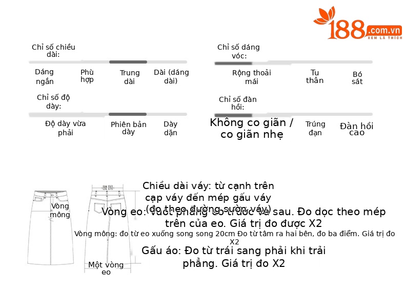 Váy len kẻ sọc bất đối xứng eo cao dáng chữ A dài vừa phải — lưới chi tiết 9