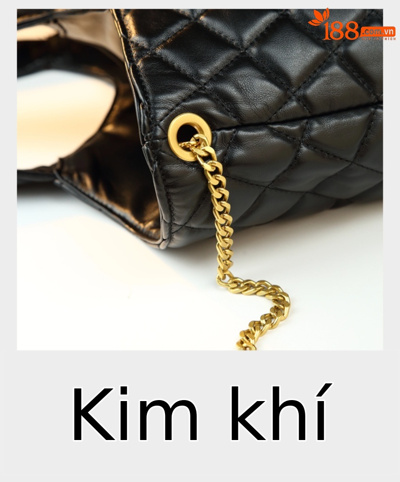 Túi tote nữ dung lượng lớn may chần bông đeo vai nách mềm mại — da cừu vừa màu đen, Họa tiết cừu lớn màu đen, Họa tiết cừu nhỏ màu đen chi tiết 16
