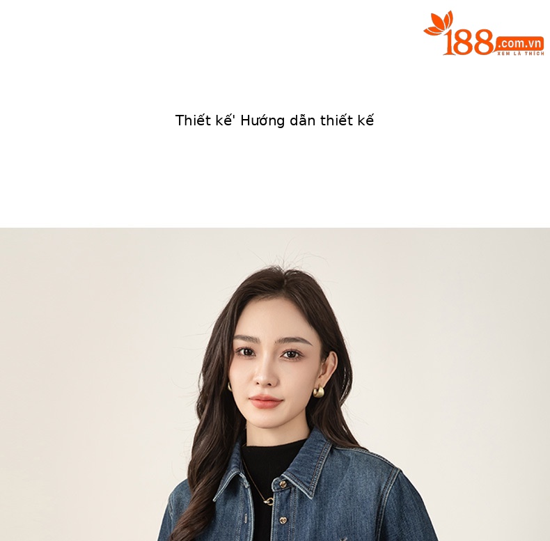 Áo sơ mi denim nữ dáng rộng tay dài, phối lớp retro, có lót nhung ấm — màu xanh chi tiết 12