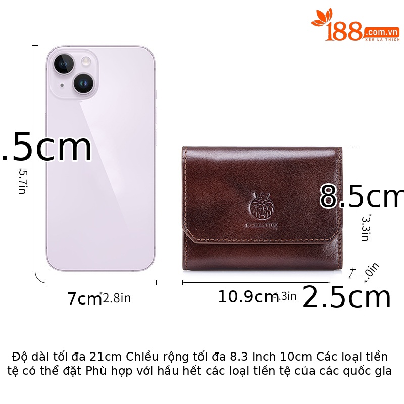 Ví nam ngắn da thật cổ điển chống trộm RFID — Màu nâu, màu đen, màu nâu đỏ