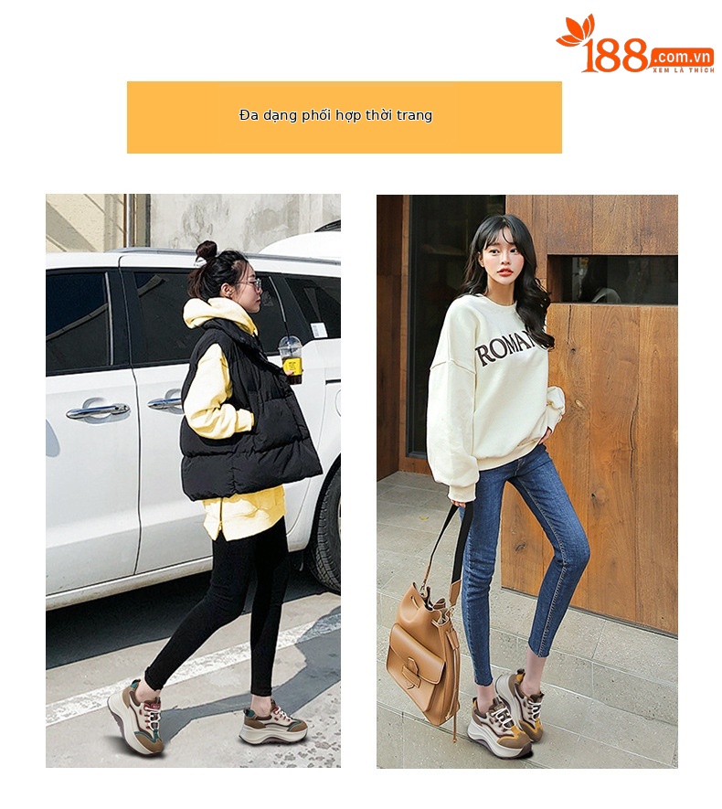Giày sneaker nữ đế dày 2026 mới nhất thu đông, phong cách thể thao đa năng, đế mềm êm ái tăng chiều cao — M2962 màu vàng, M2962 màu xanh lá cây chi tiết 6